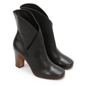 Celine Wrap Leather Ankle Boot Black Size 10
